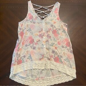 Eyelash Cream Floral Tank Top